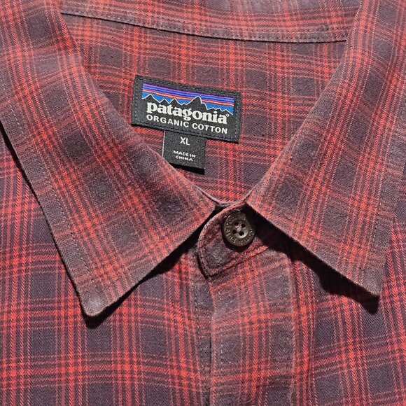 Vintage Patagonia Men's Red Plaid Organic Cotton Button-Up Long-Sleeve Shirt XL - Picture 7 of 16